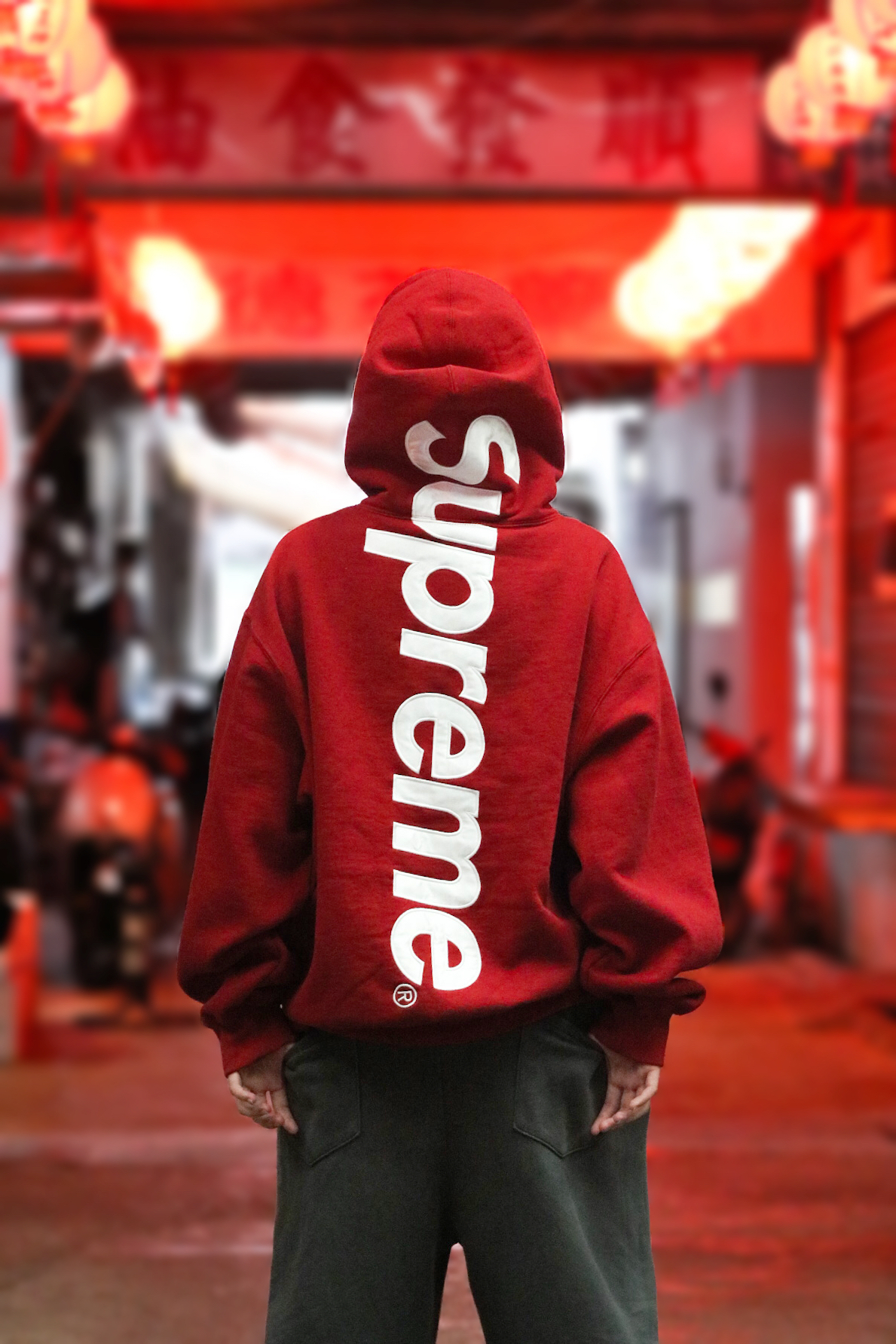 ☆ETW☆【EASY TO WEAR】Supreme 25FW Satin Appliqué Hooded Sweatshirt 大LOGO 帽T 冬季  灰色 刷毛
