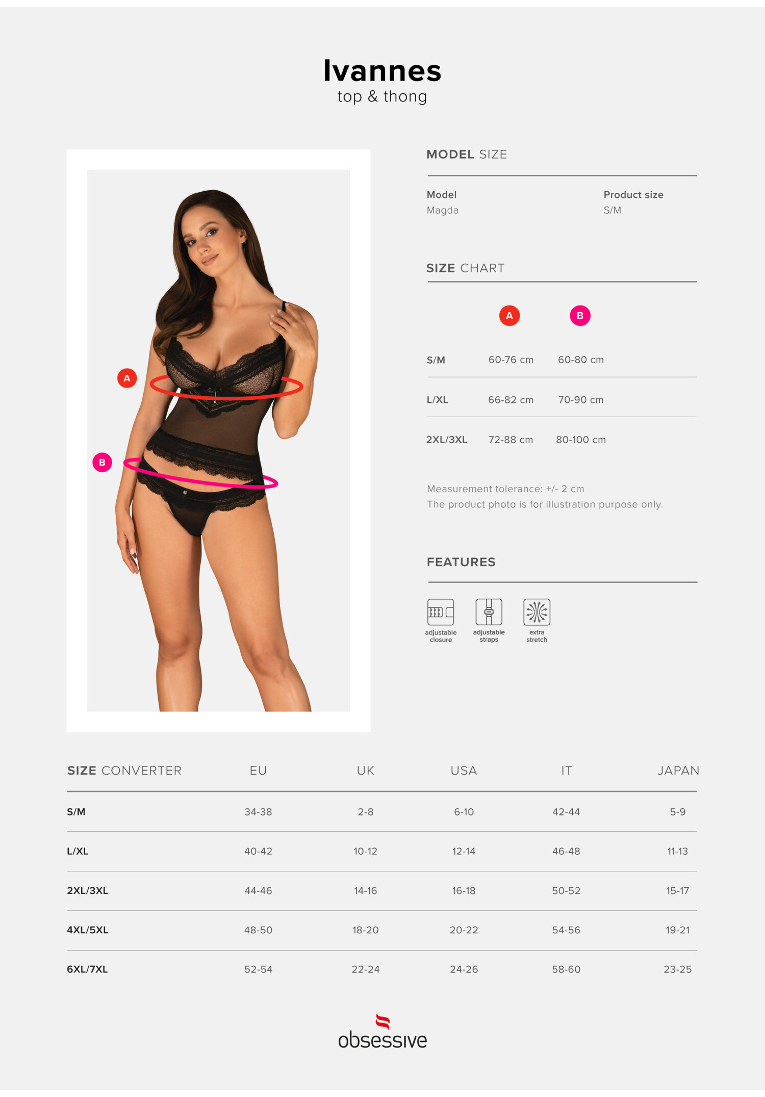 Obsessive - Ivannes 透視輕薄蕾絲睡衣套裝 (S/M/L/XL/XXL/XXXL)