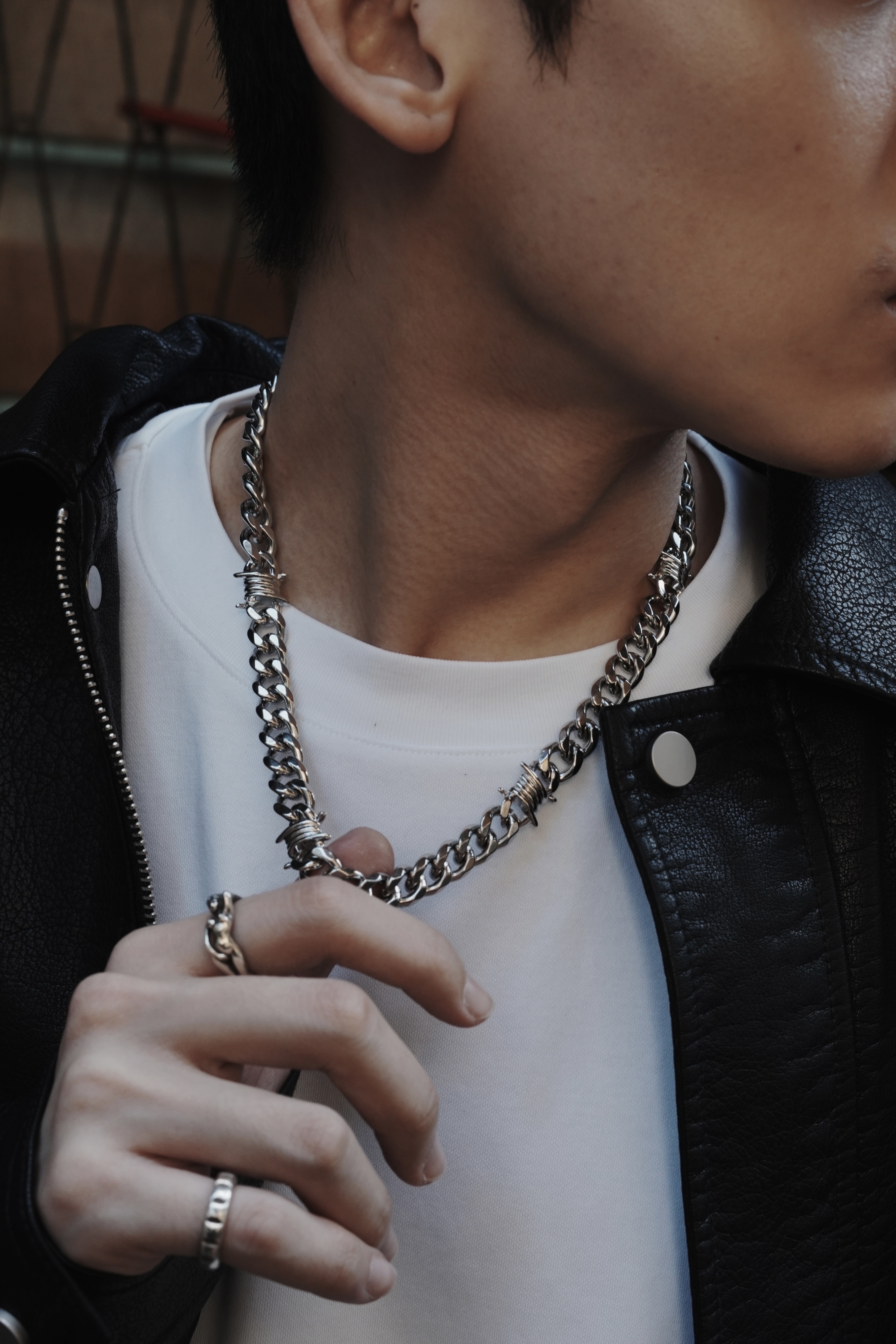 XIN SELECT 鈦鋼 荊棘 古巴鍊 項鍊