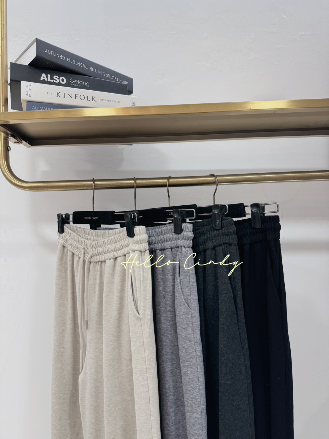 B10160 舒適感滿滿的鬆緊綁帶磨毛寬褲