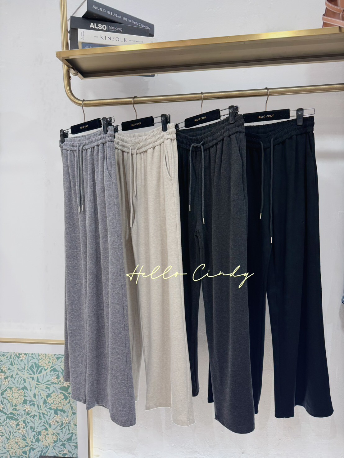 B10160 舒適感滿滿的鬆緊綁帶磨毛寬褲