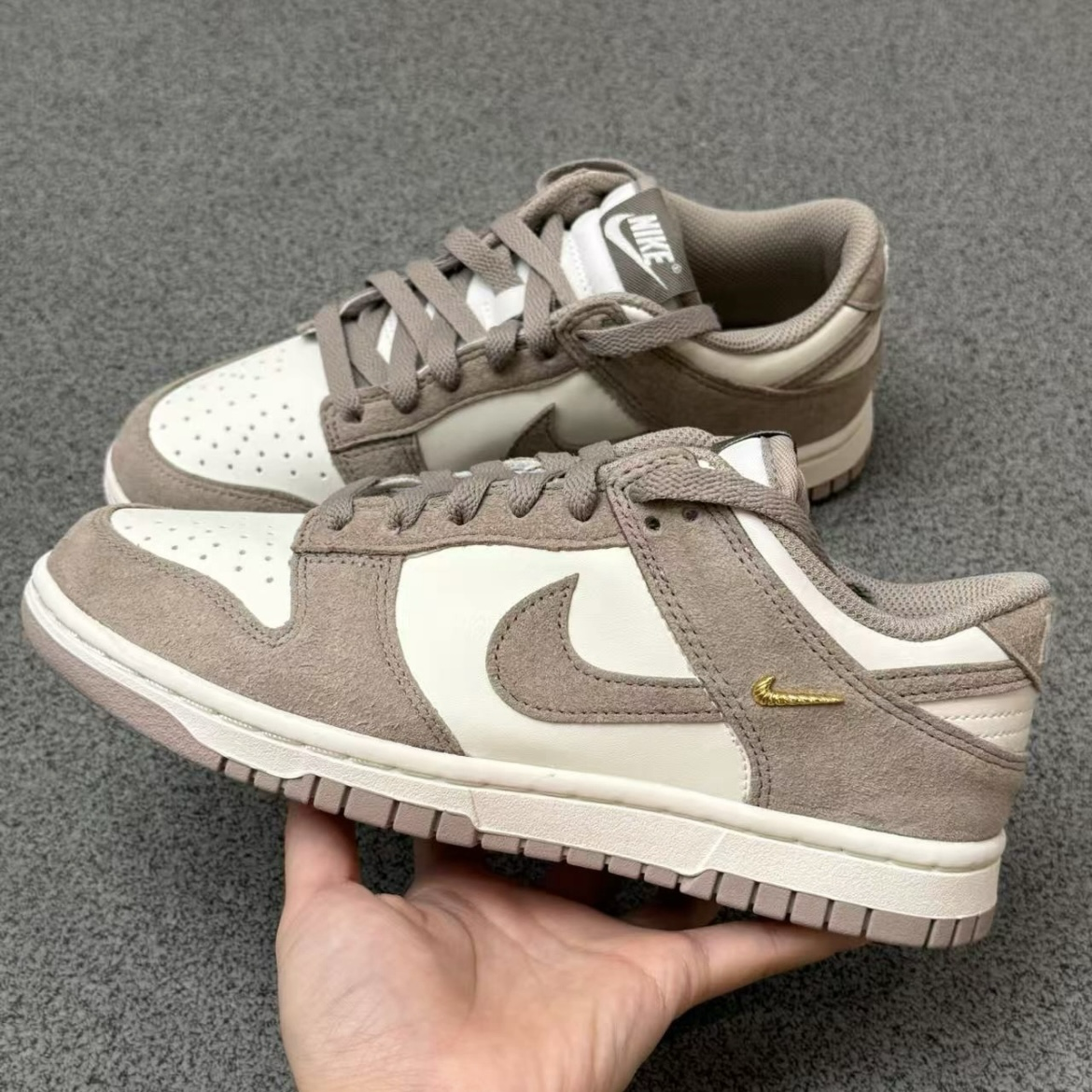 Nike Dunk Low "Malt" 淺卡其 米白 灰棕 小金勾 復古 麂皮 低筒休閒鞋 女鞋