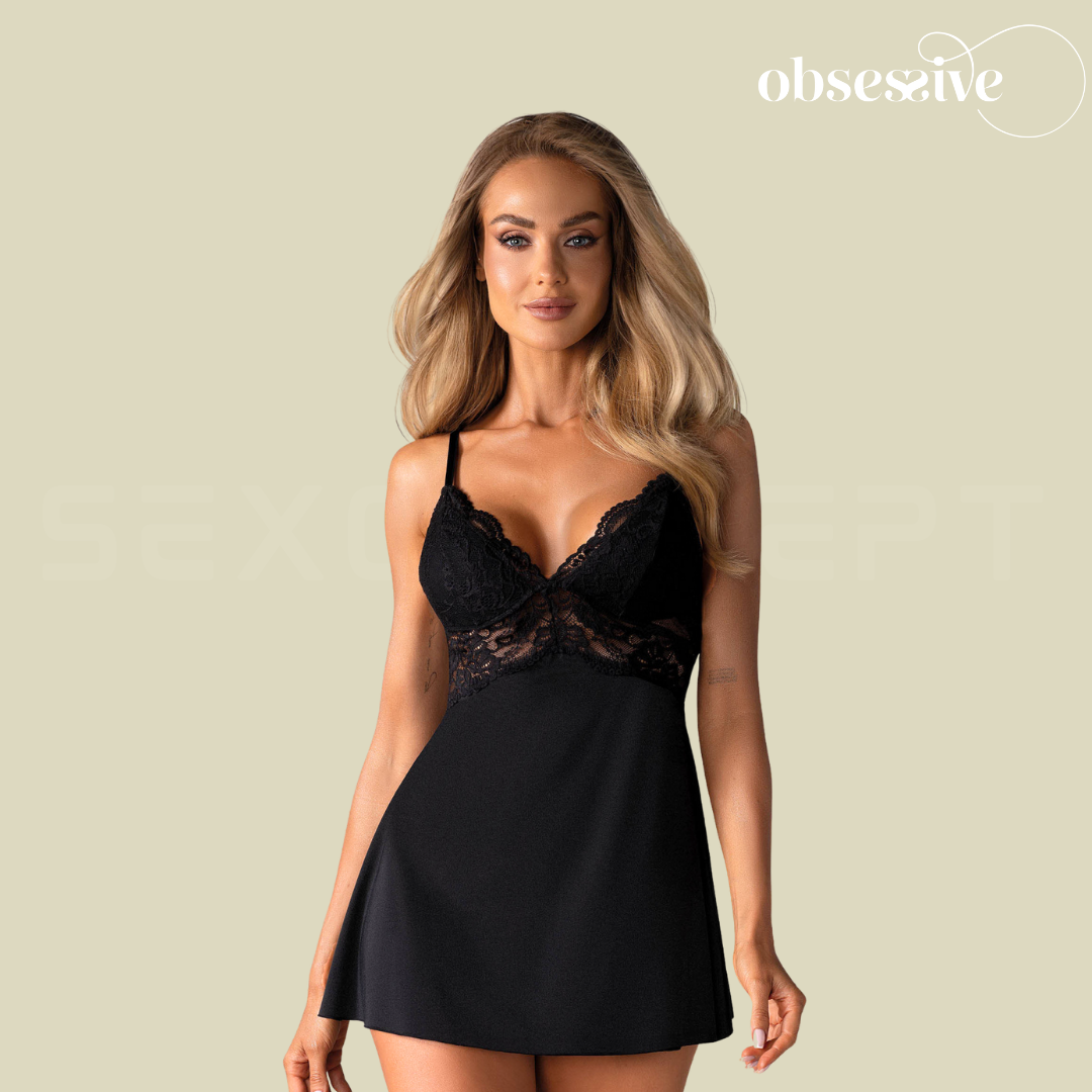 Obsessive - 810-BAB-1 花紋蕾絲情趣睡裙套裝 (S/M/L/XL)