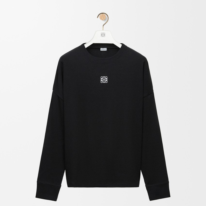 1DA1030-025 LOEWE Oversized Fit Long Sleeve T-Shirt in Cotton Black #H526Y22XAY/1100 (C-BR-E)