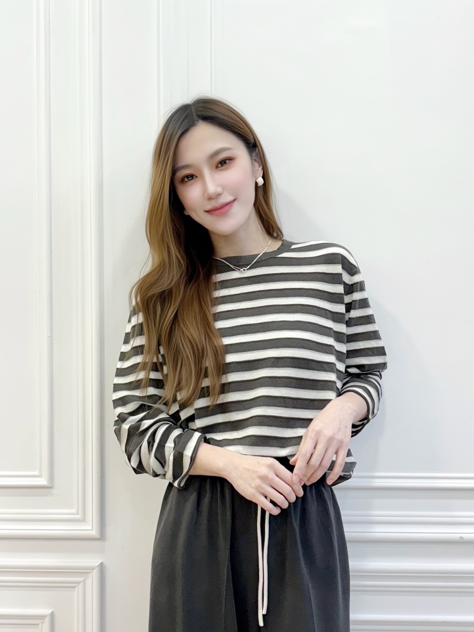 舒適條紋針織上衣