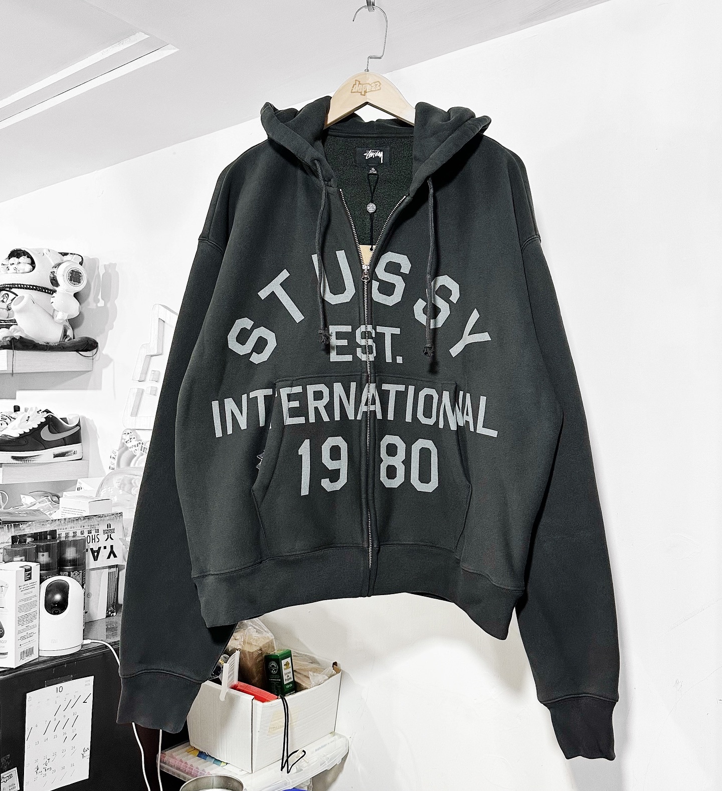 STUSSY ESTABLISHED ZIP HOODIE Black