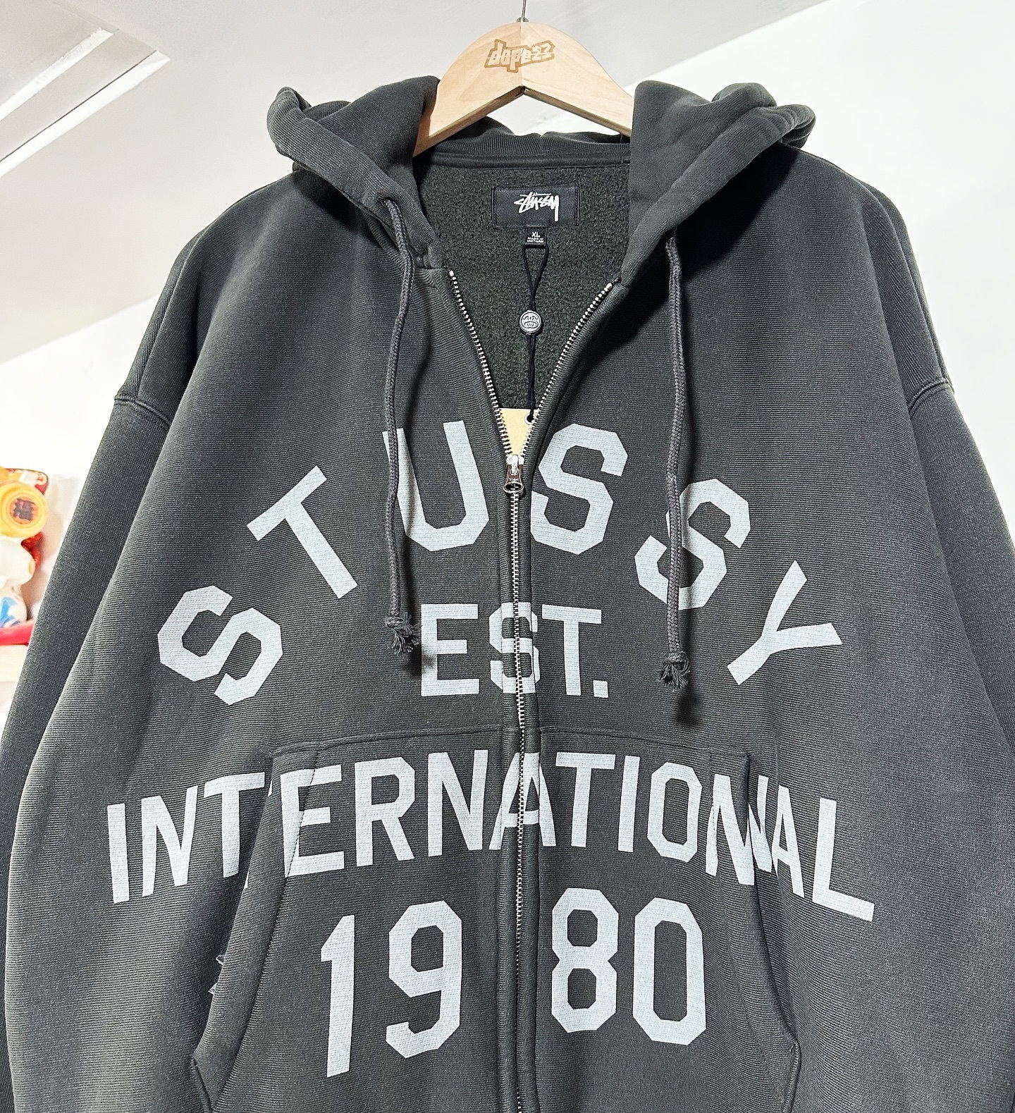 STUSSY ESTABLISHED ZIP HOODIE Black