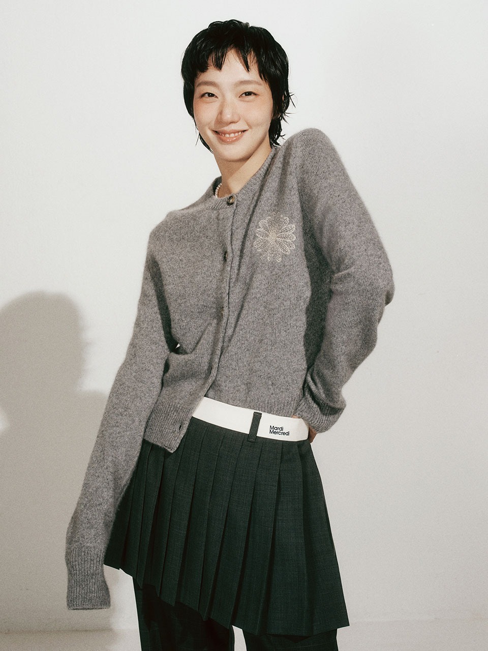 Mardi Mercredi RACCOON BLENDED CARDIGAN ROUND NECK