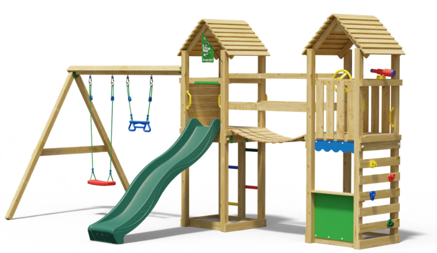 Jungle Haven | Wooden climbing frame with double swing