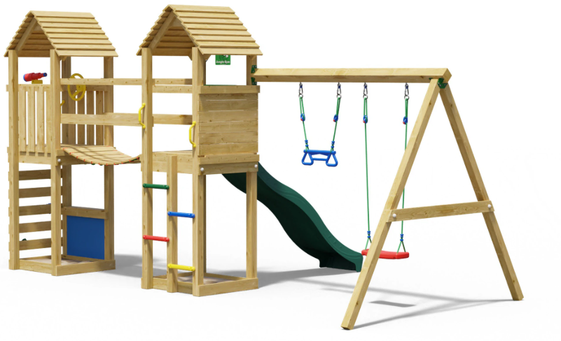 Jungle Haven | Wooden climbing frame with double swing