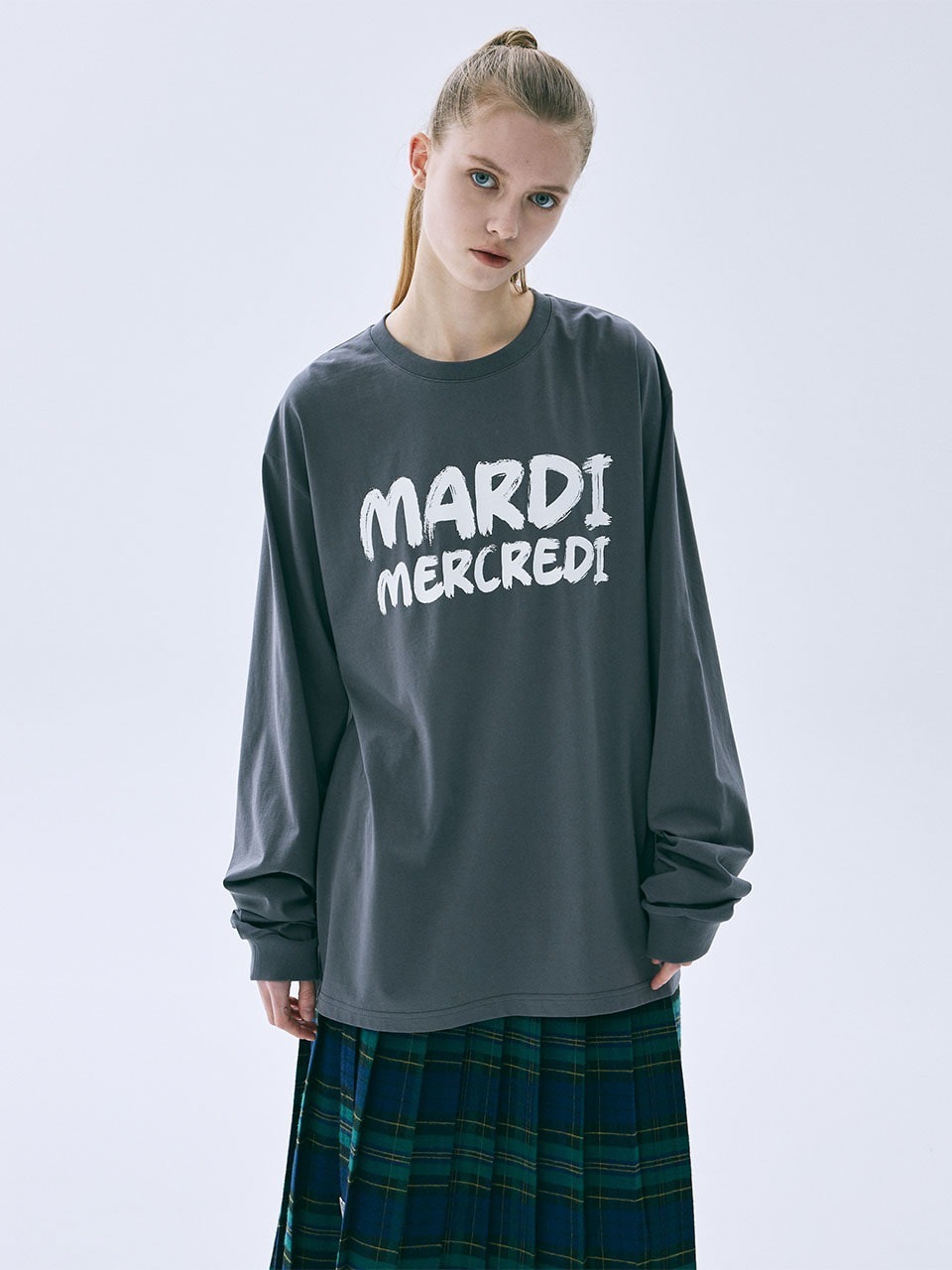 Mardi Mercredi UNISEX TSHIRT LONG SLEEVE BRUSH LOGO CONTRAST