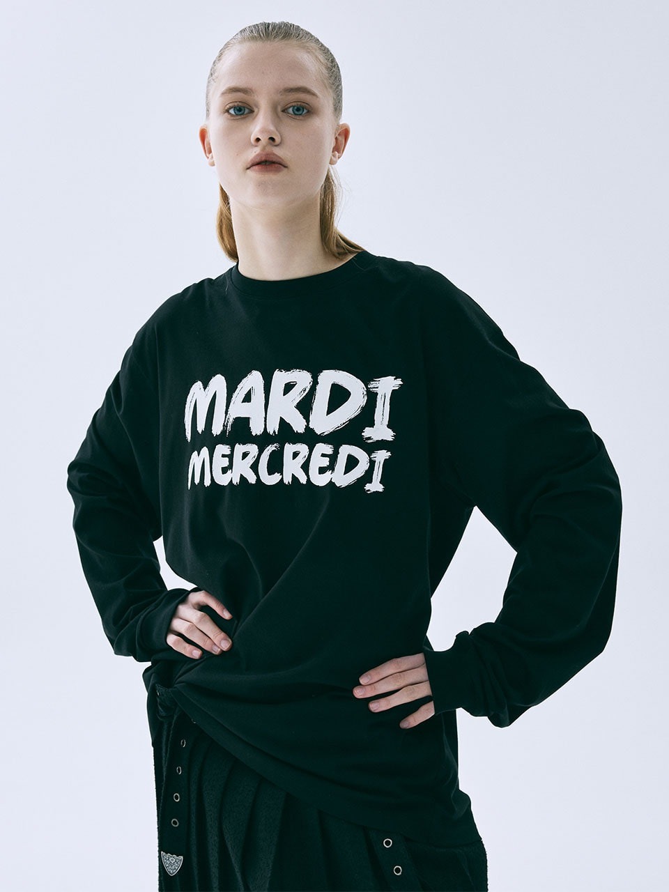 Mardi Mercredi UNISEX TSHIRT LONG SLEEVE BRUSH LOGO CONTRAST
