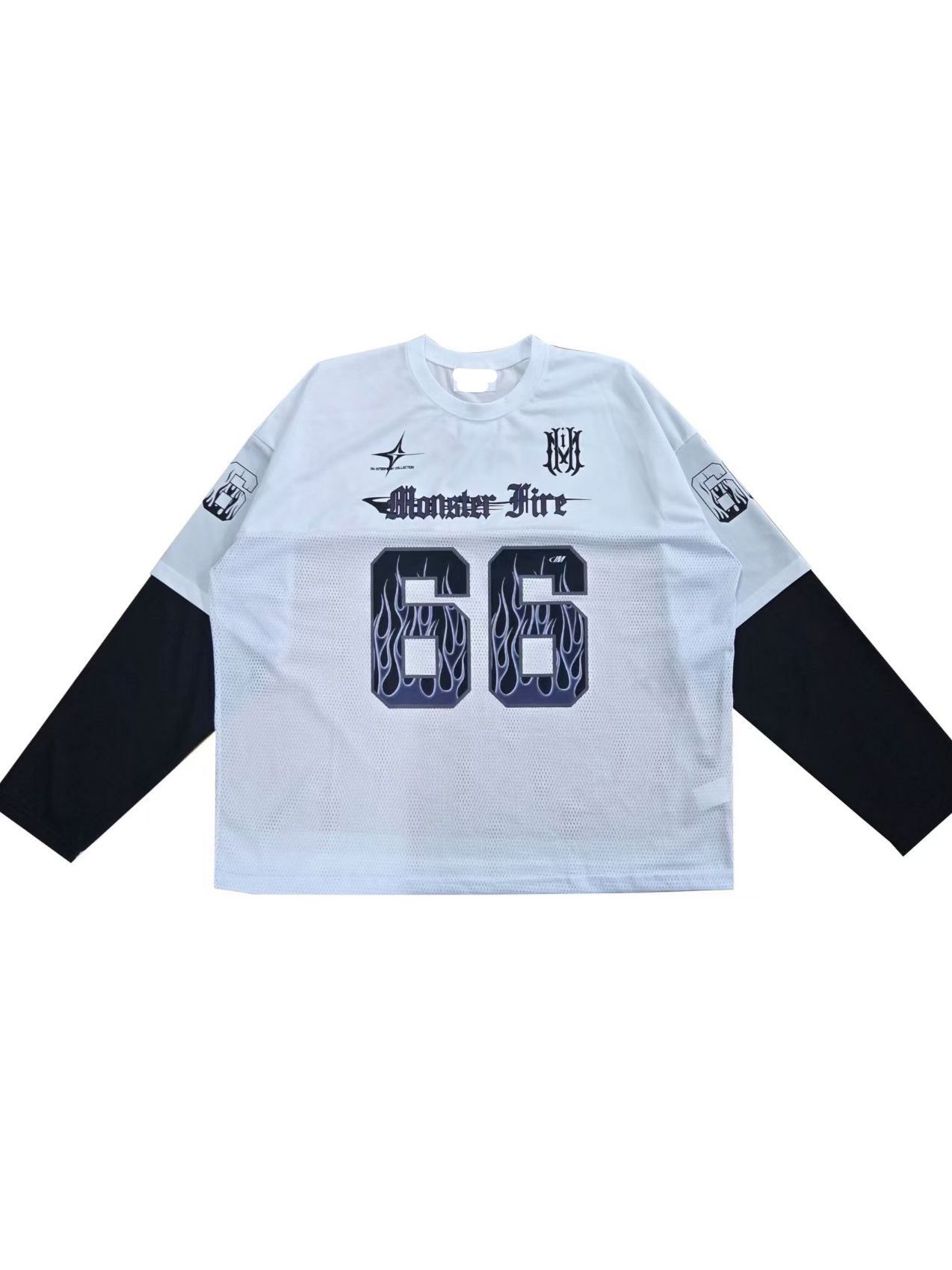 假兩件英文字圖案長袖衫 T5816