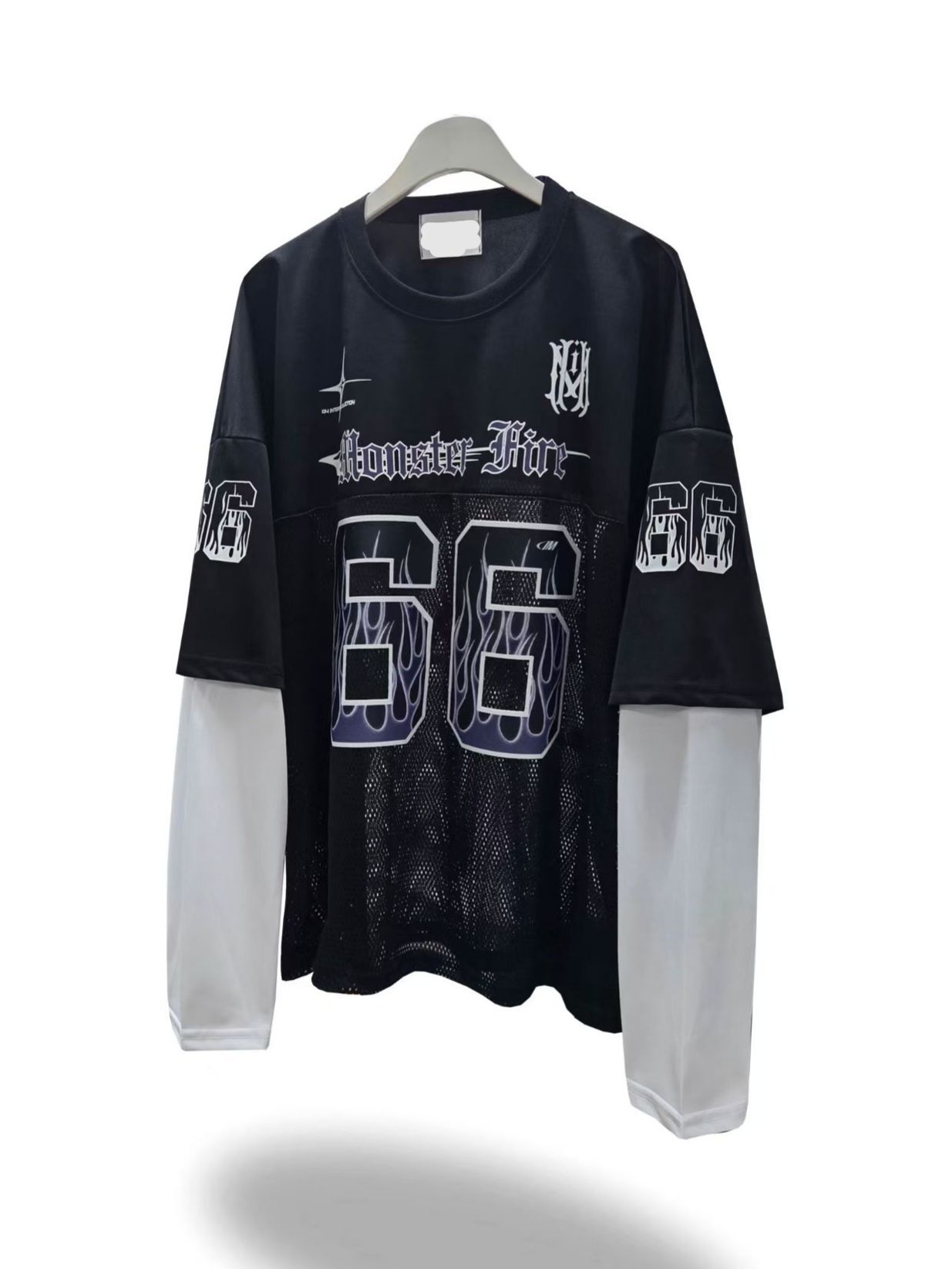 假兩件英文字圖案長袖衫 T5816