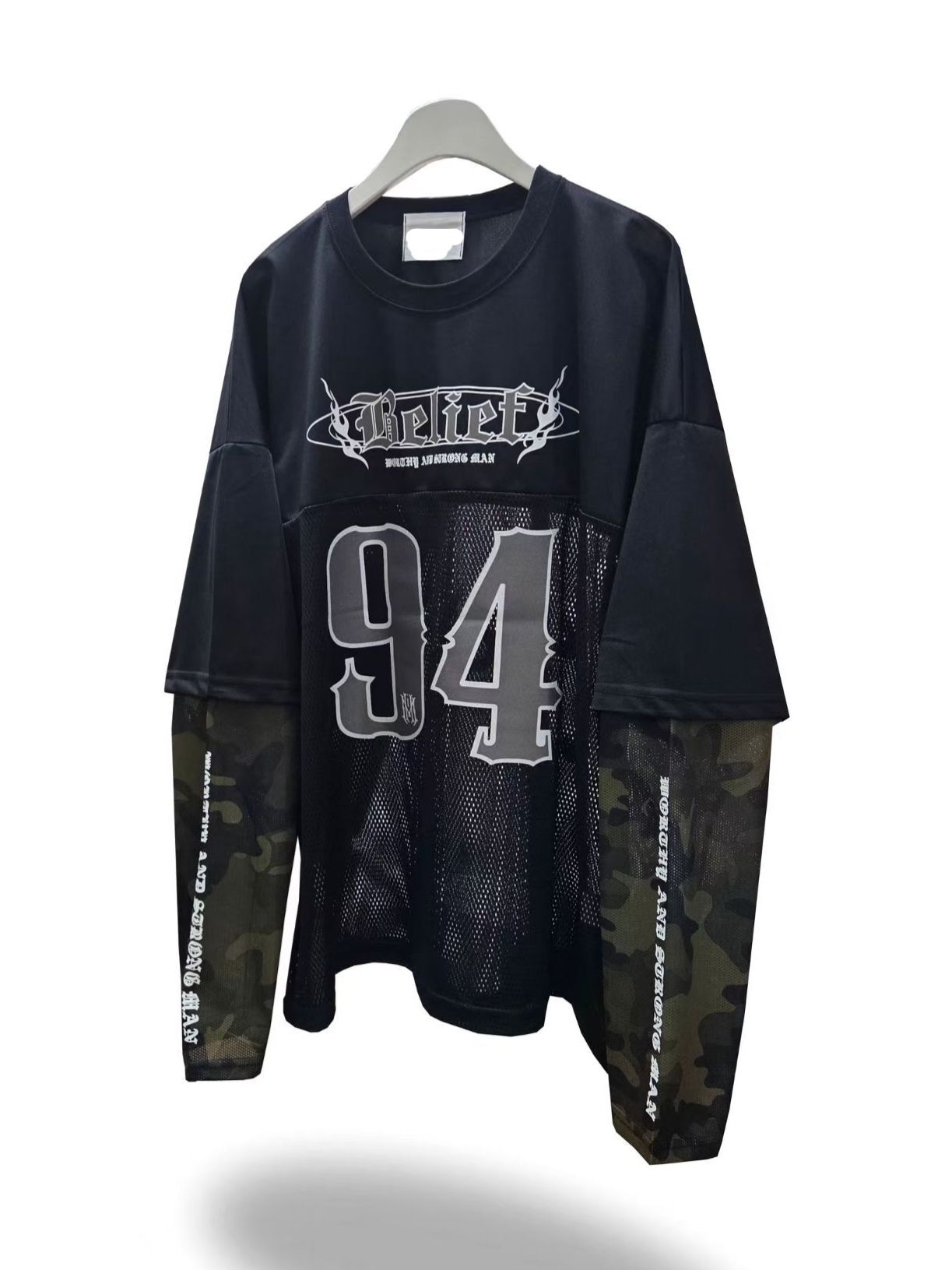 假兩件英文字圖案長袖衫 T5819