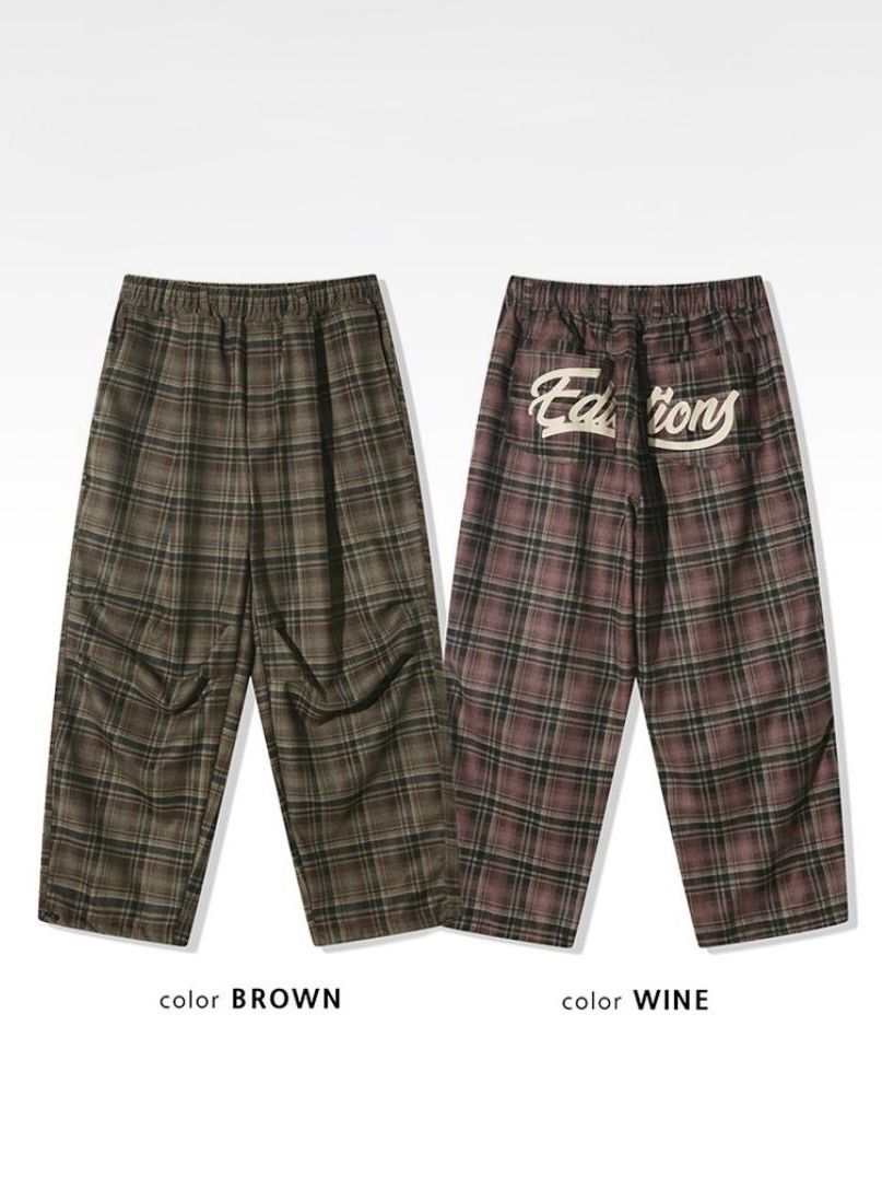 格仔英文字鬆身褲 P3192