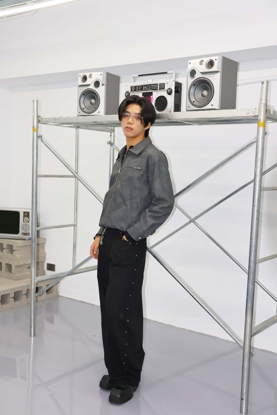 渲染短版BOXY 皮革外套