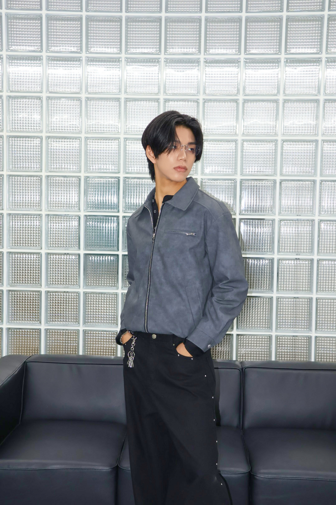 渲染短版BOXY 皮革外套