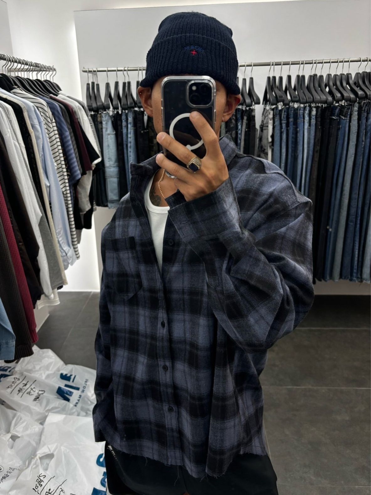 格仔長袖恤衫 LIL-068S