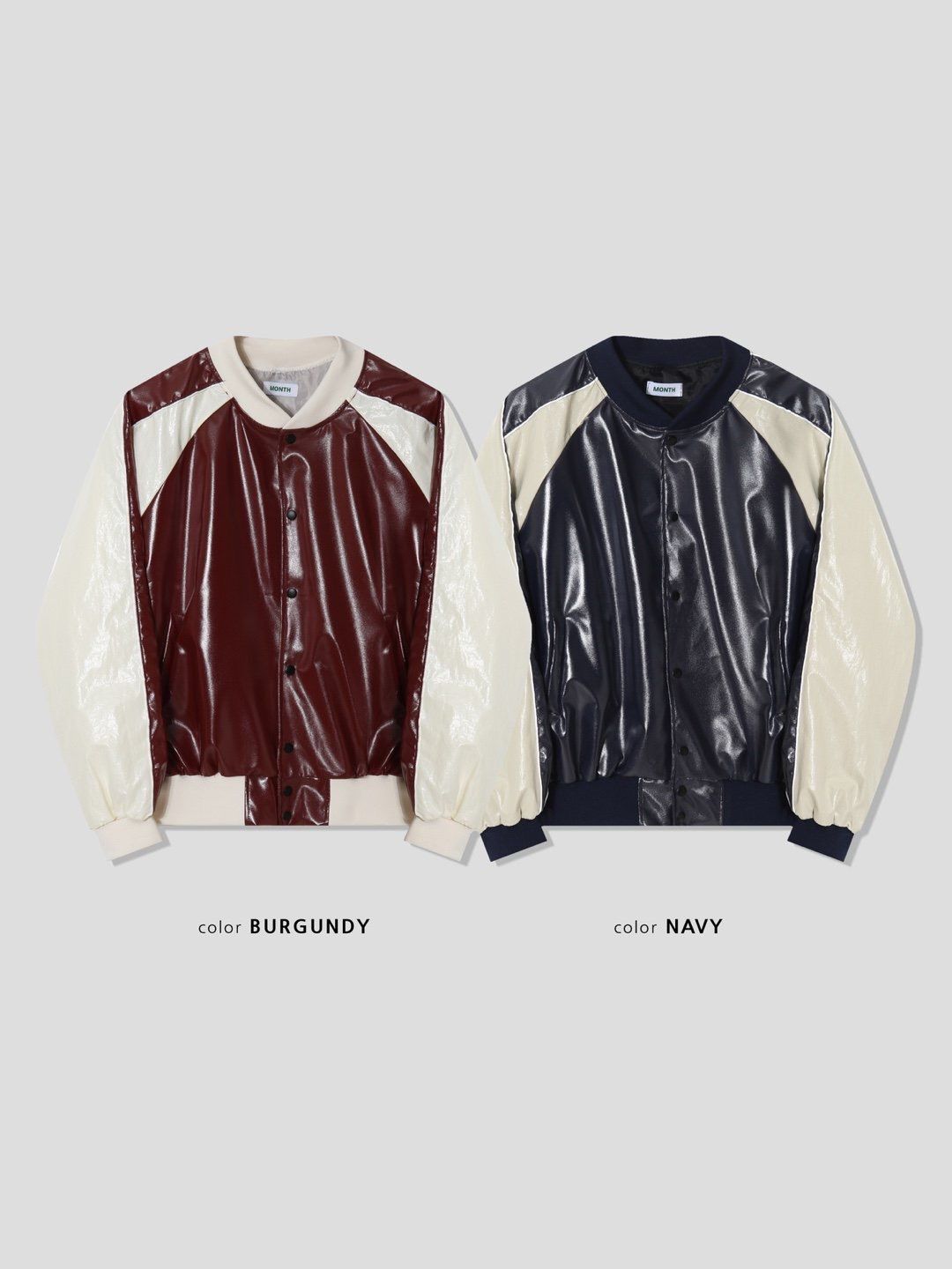 拼色開胸合成皮褸 MONTH-026JK