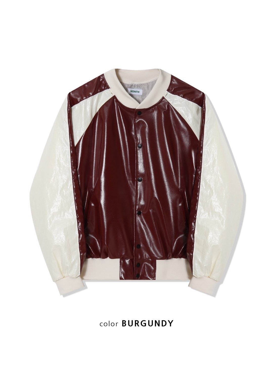 拼色開胸合成皮褸 MONTH-026JK