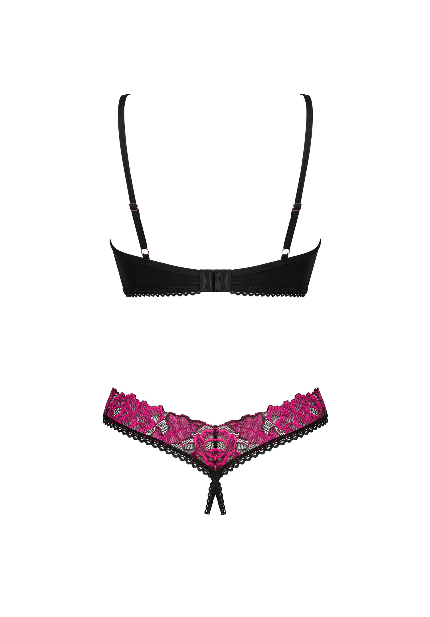 Obsessive - Rosenty 花卉刺繡蕾絲開襠內衣套裝 (XS/S/M/L/XL/XXL)