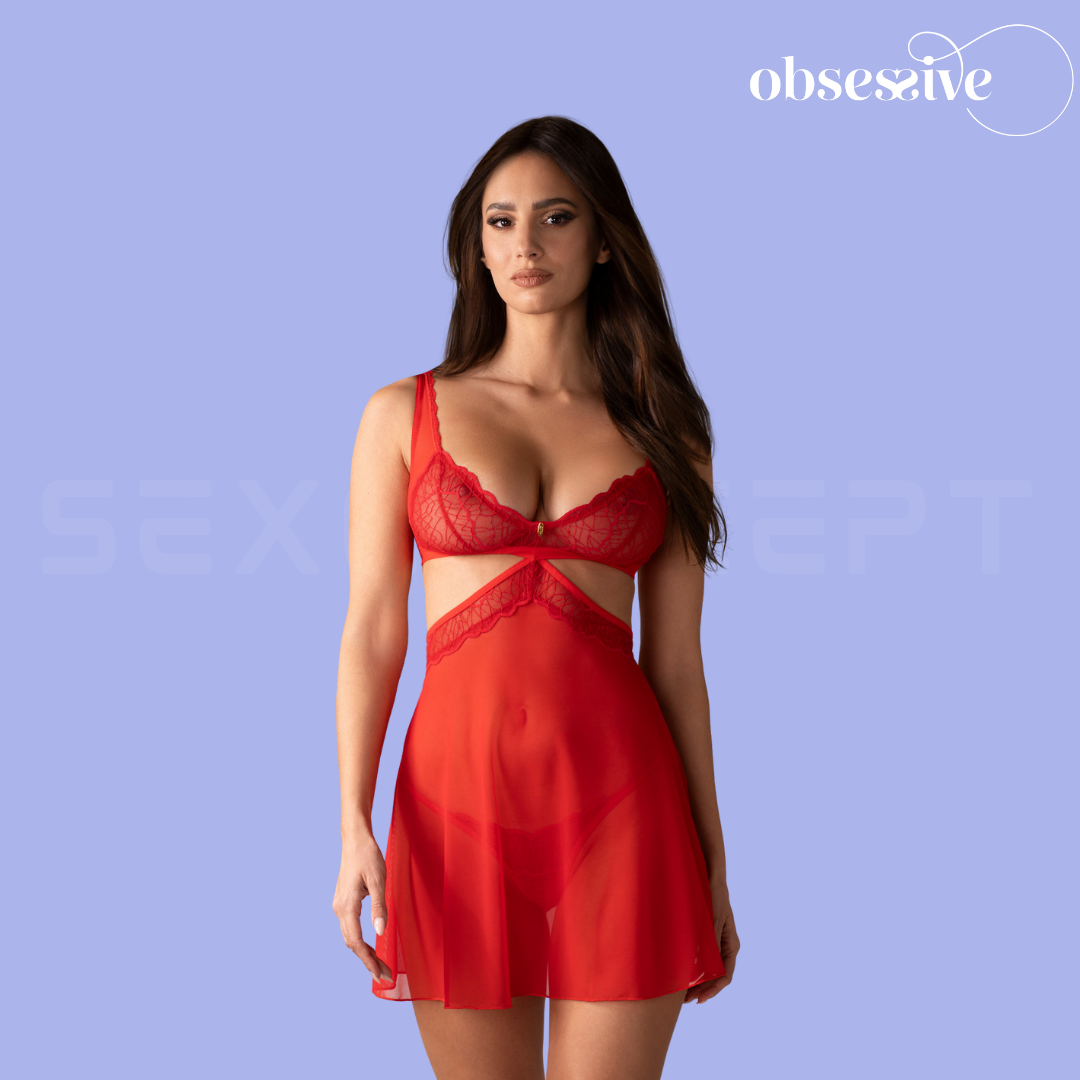 Obsessive - Cupide Desir 蕾絲透視露腰情趣睡裙套裝 (S/M/L/XL/XXL/XXXL)