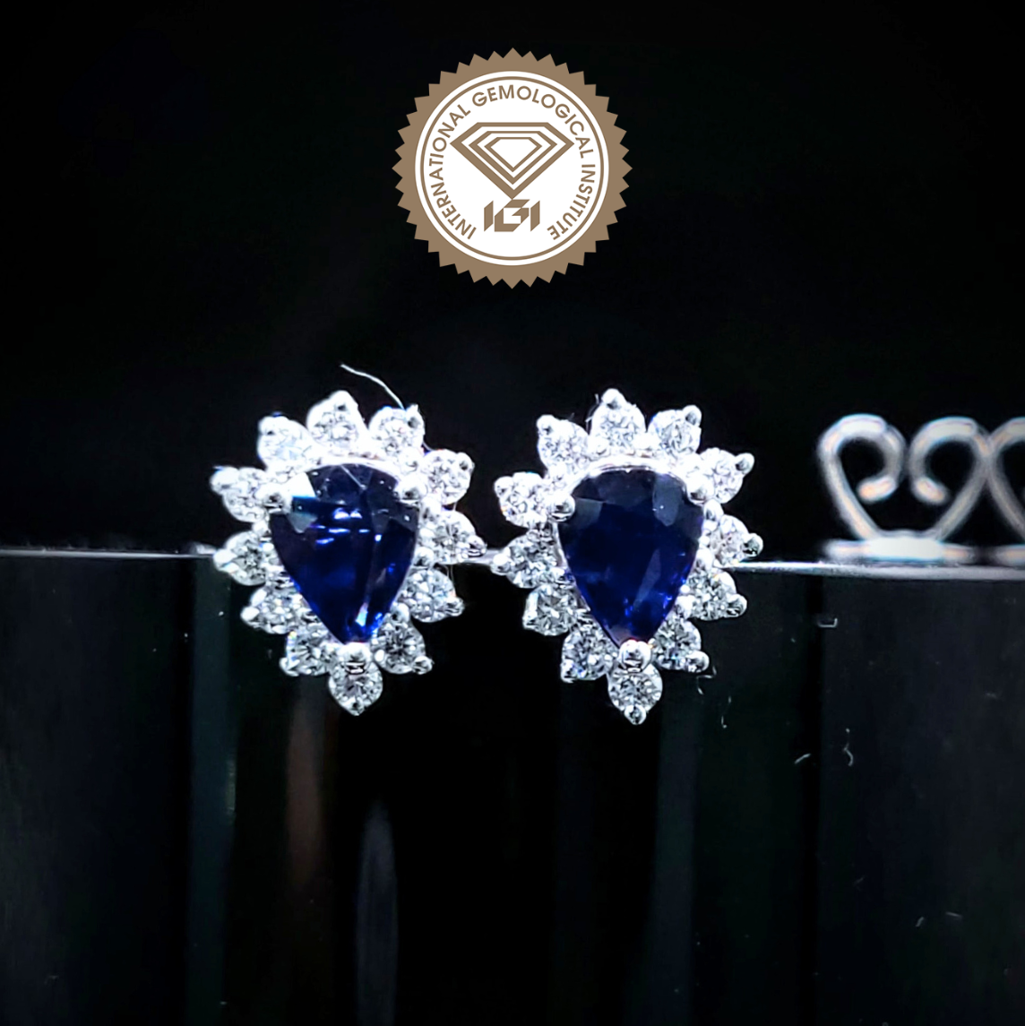 18K White Gold 0.75 Sapphire and Diamond Earrings