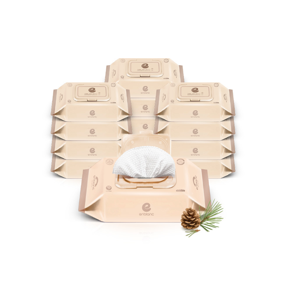 ENBLANC 銀離子抗菌｜輕厚松針｜有蓋隨身包純水濕紙巾｜24抽12包