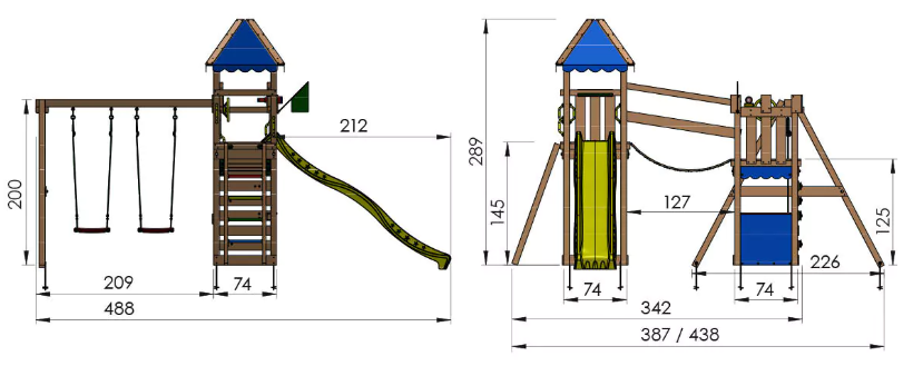 Jungle Explorer | Wooden climbing frame with double swing