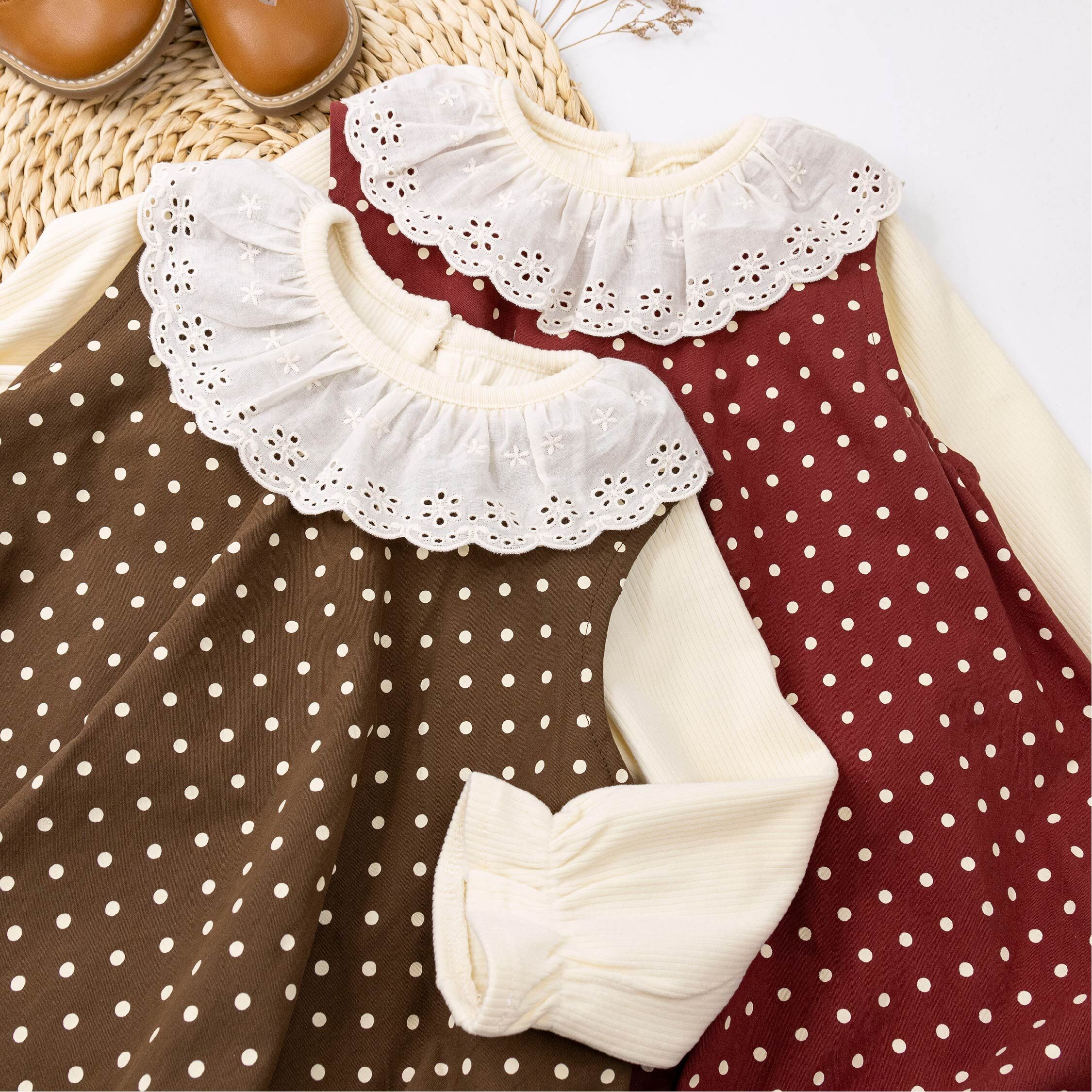 【H55629】華麗緹花圓領二件式洋裝