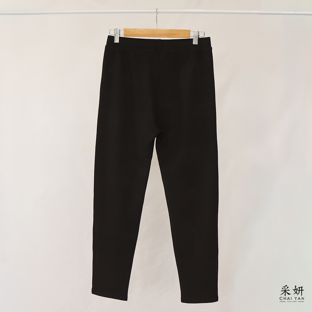 腰頭愛心字母膠標鬆緊腰窄管長褲