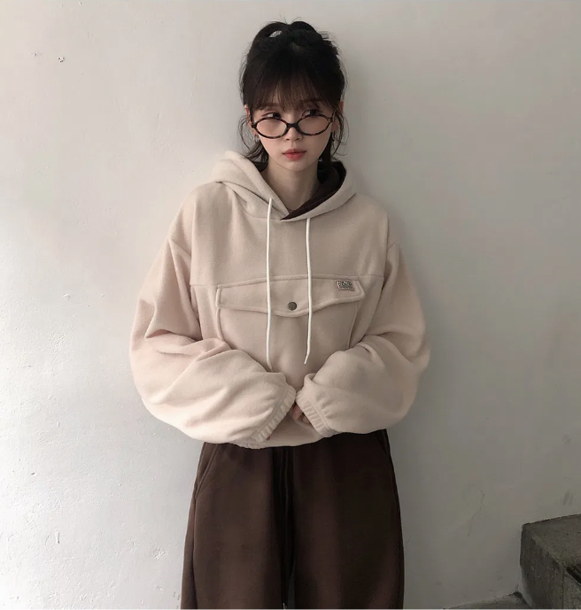 早秋預訂｜Paco Overfit 大口袋雙色羊絨連帽衫