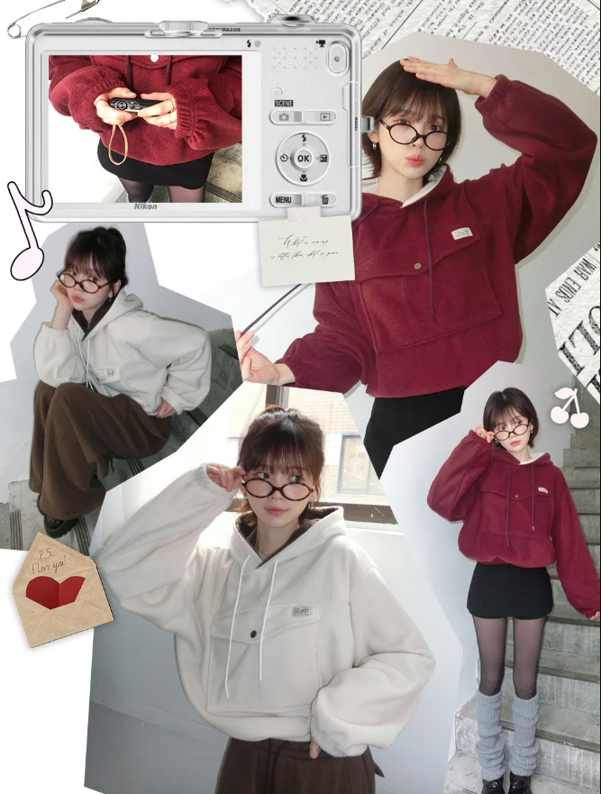 早秋預訂｜Paco Overfit 大口袋雙色羊絨連帽衫