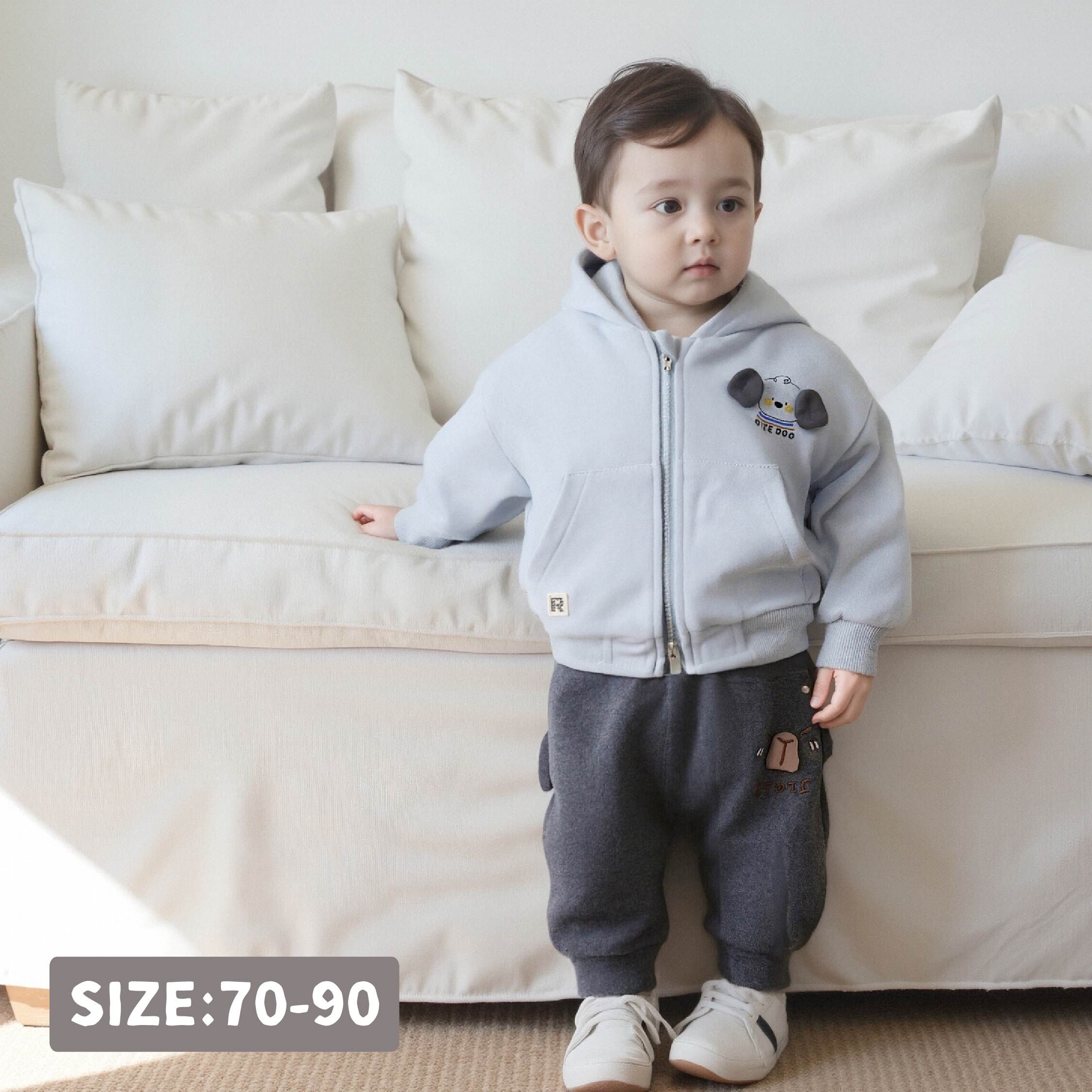 【H55508】可愛腮紅小狗連帽外套