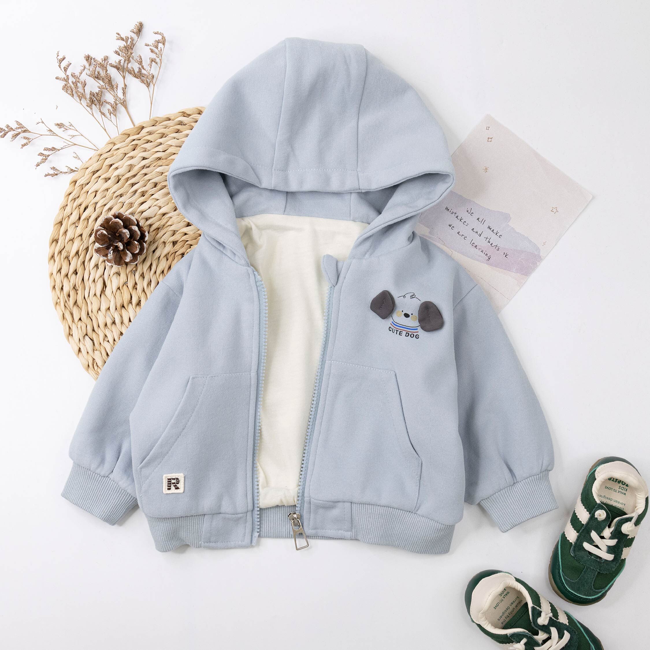 【H55508】可愛腮紅小狗連帽外套