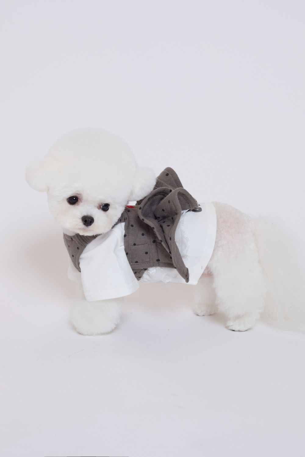 COZY-N 縫絎波卡點點短版馬甲_可可