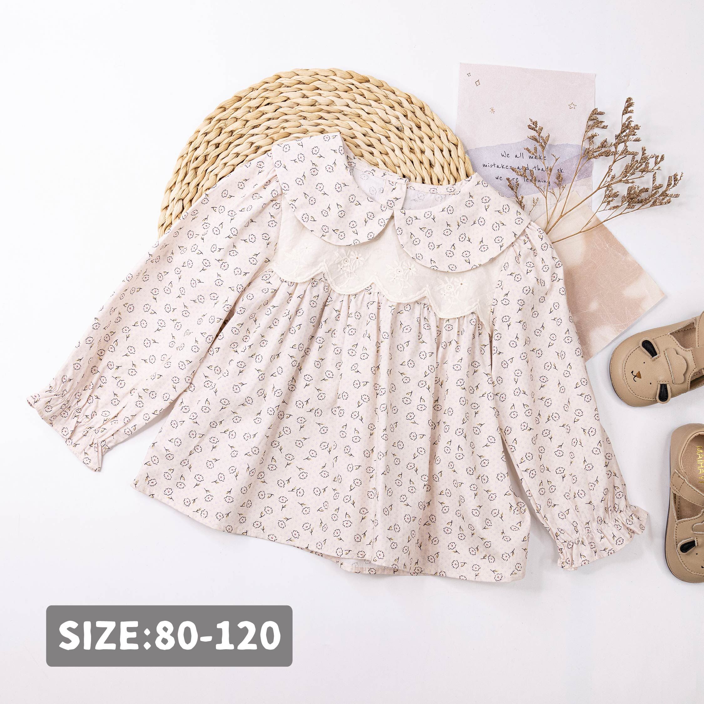 【H55591】清新小花朵翻領上衣