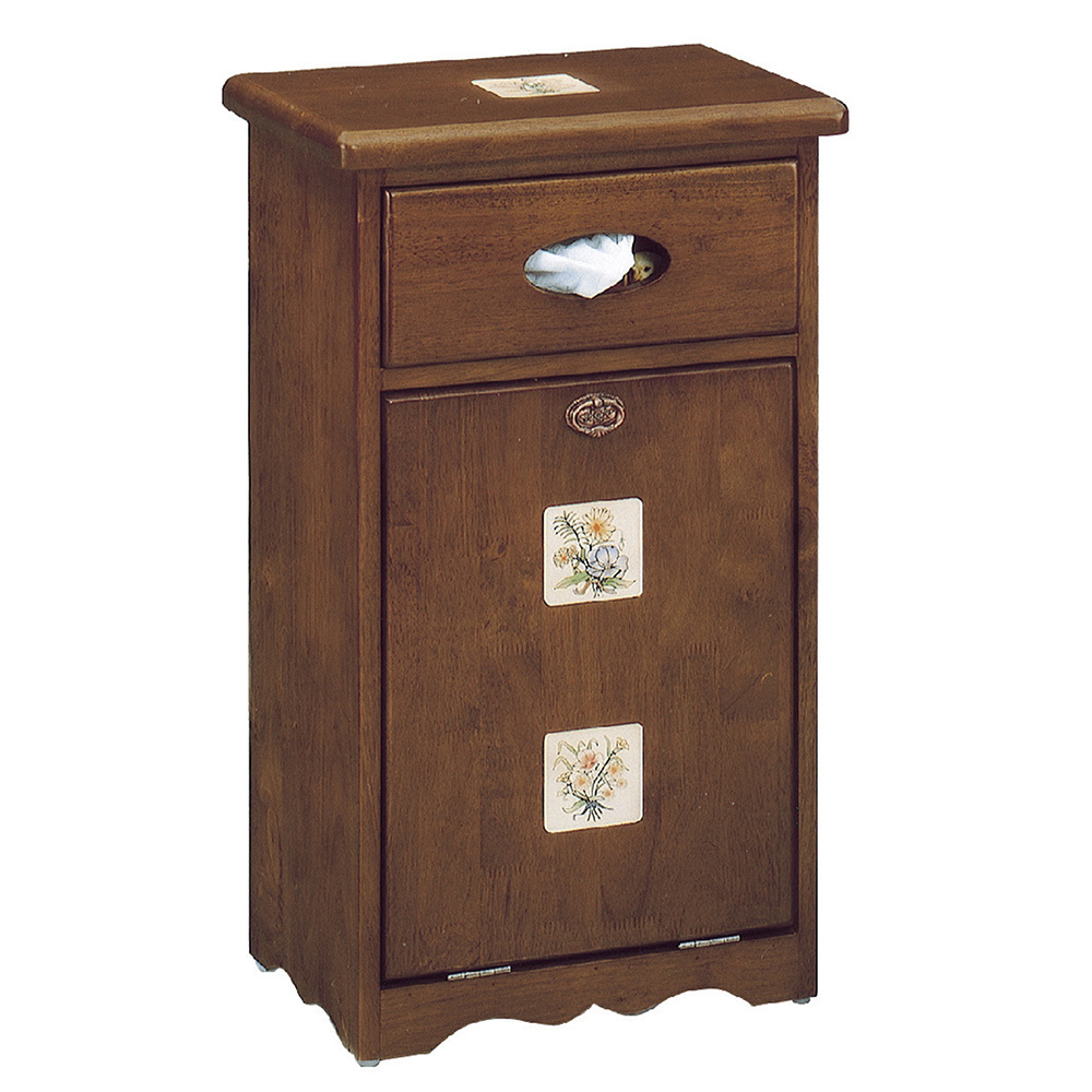 磁磚方形實木垃圾桶(面紙盒設計)