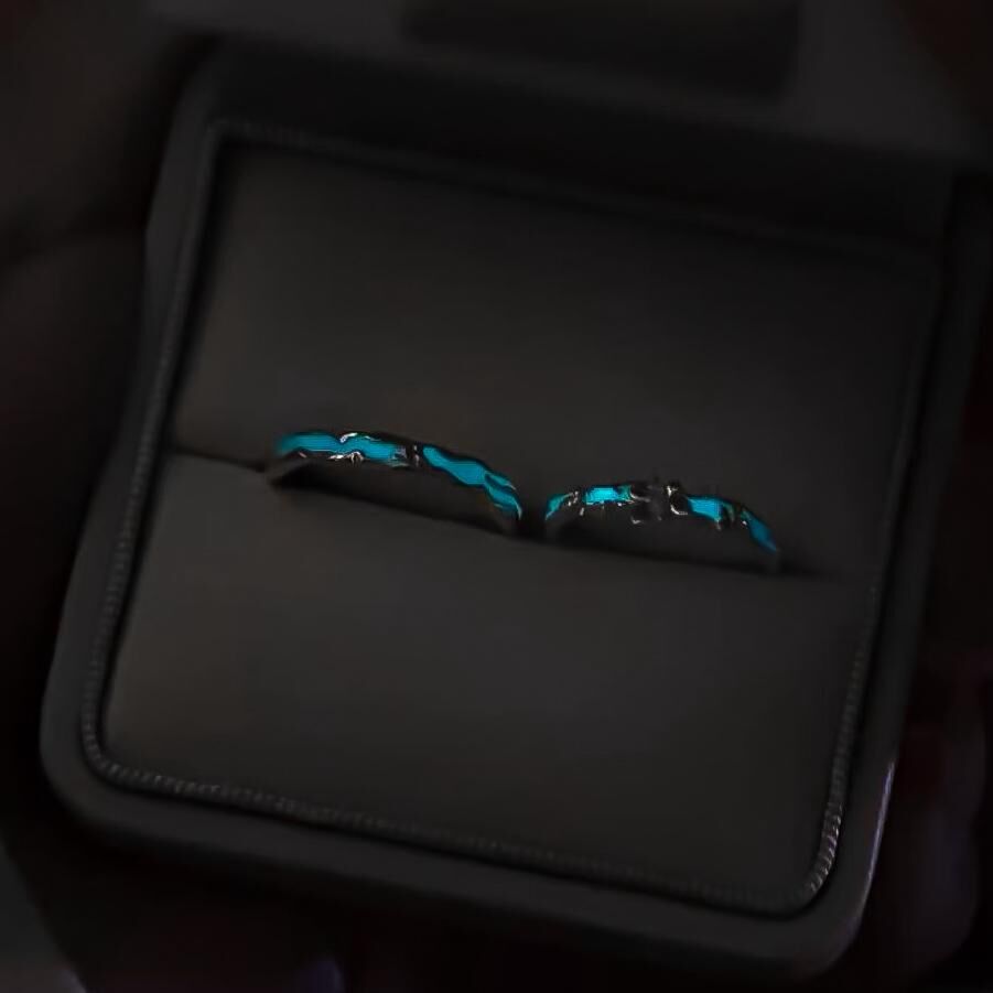 「夜螢戀語」夜光情侶戒指💍 ｜S925純銀｜免費刻字✒️ ｜夜光對戒✨