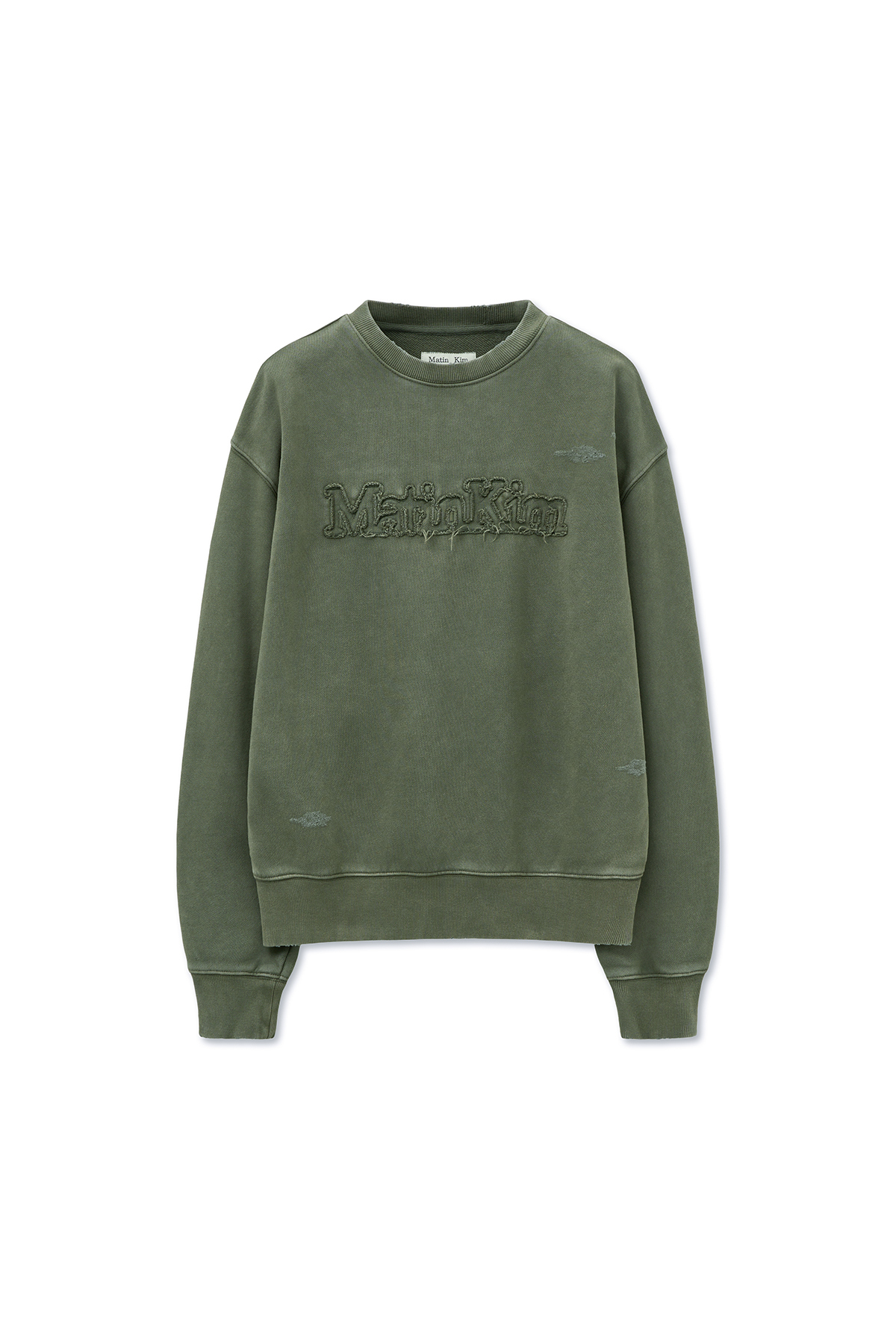 復古色染LOGO大學T 卡其