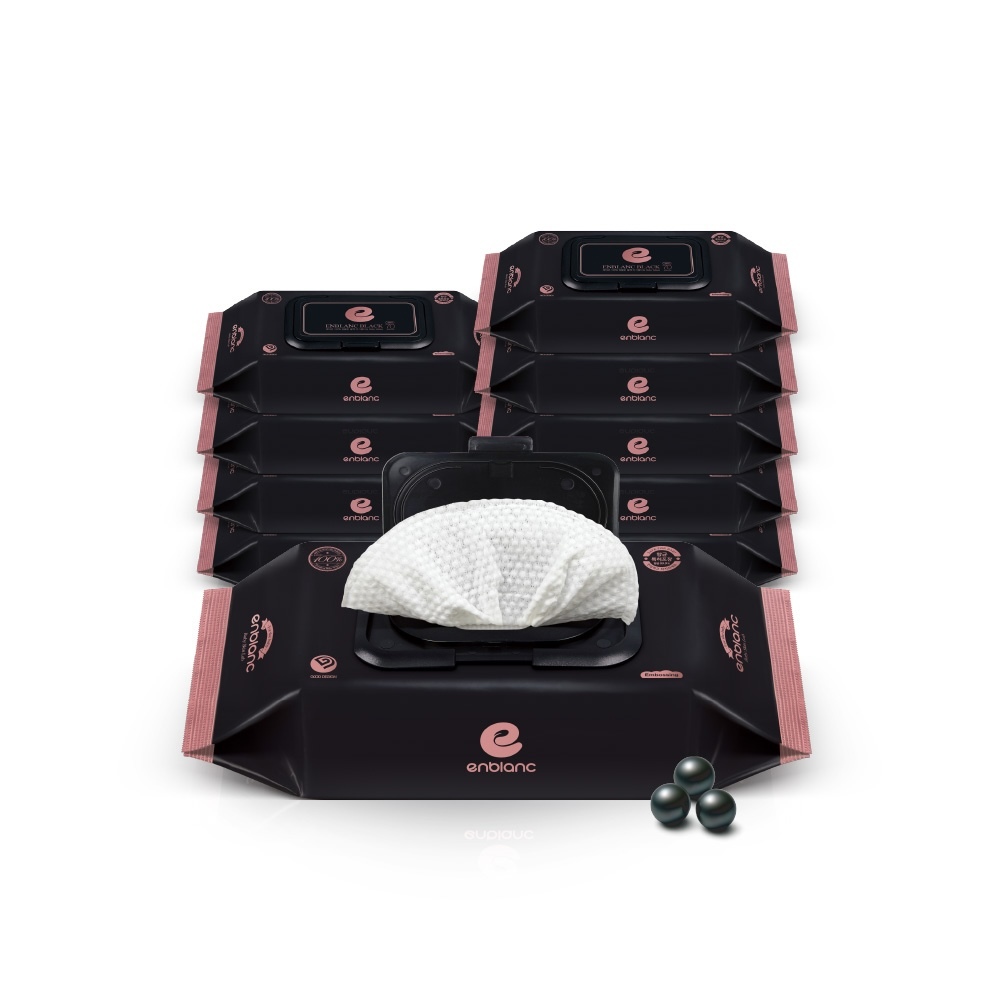 ENBLANC 銀離子抗菌｜極厚黑珍珠｜有蓋輕裝純水濕紙巾｜36抽10包