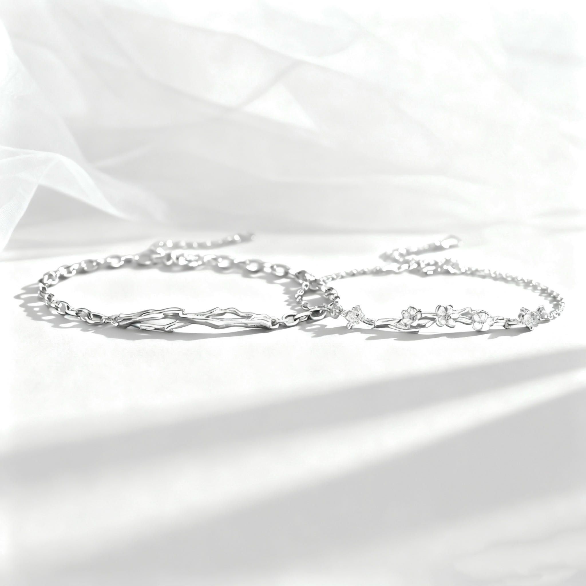 「花海🌸」情侶手鏈 | S925純銀 | 免費刻字