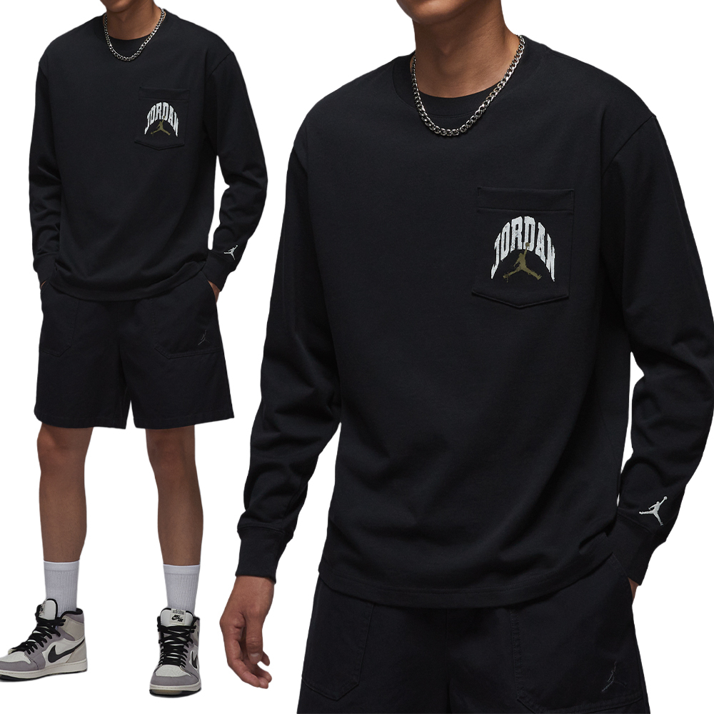 Nike J Brk Rlt Ls Pocket Crew 男款 黑色 喬丹 運動 休閒 長袖 HV4568-010
