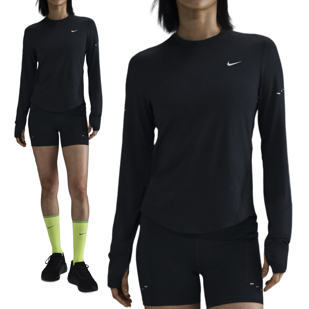 Nike Swift Df Uv Ls Crw 女款 黑色 防曬 快乾 拉鍊口袋 運動 長袖 HQ0504-010
