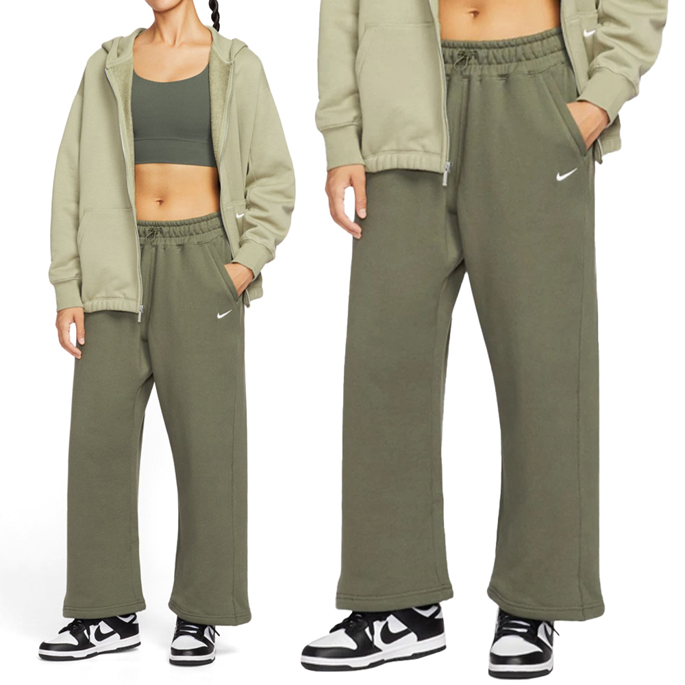Nike Street Oh Flc Pant 女款 綠色 寬鬆 直筒 毛圈布 運動 休閒 長褲 HV1948-222