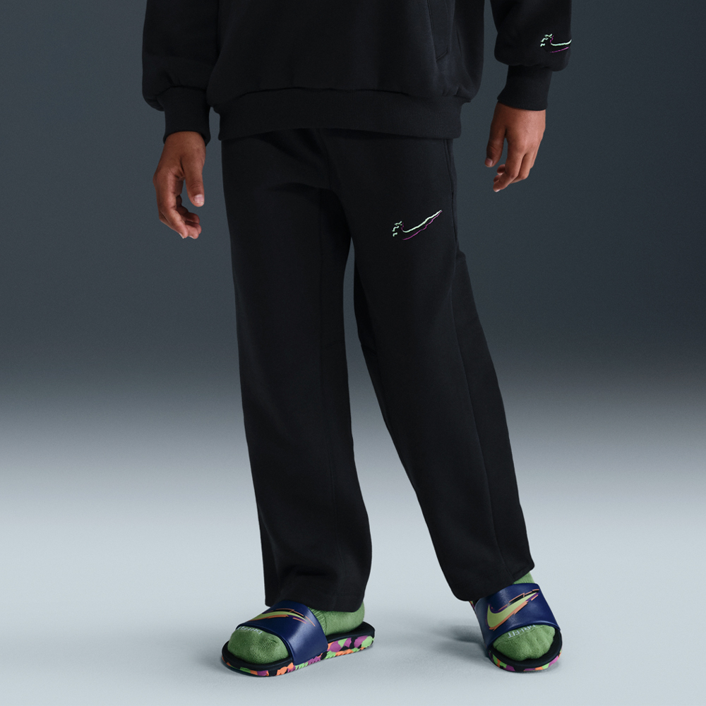 Nike Cob Flc Pant Glitch 大童 童裝 黑色 寬鬆 運動 休閒 長褲 HV0507-010