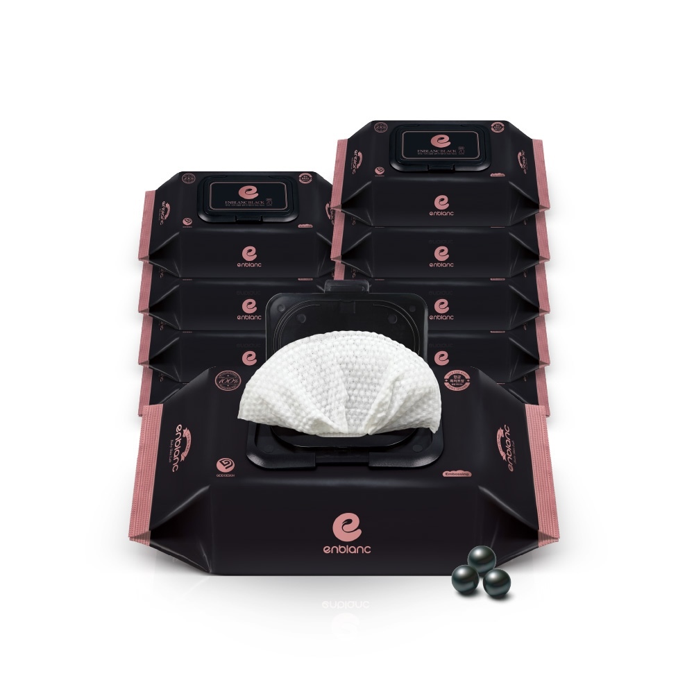 ENBLANC 銀離子抗菌｜極厚黑珍珠｜有蓋大包純水濕紙巾｜70抽10包