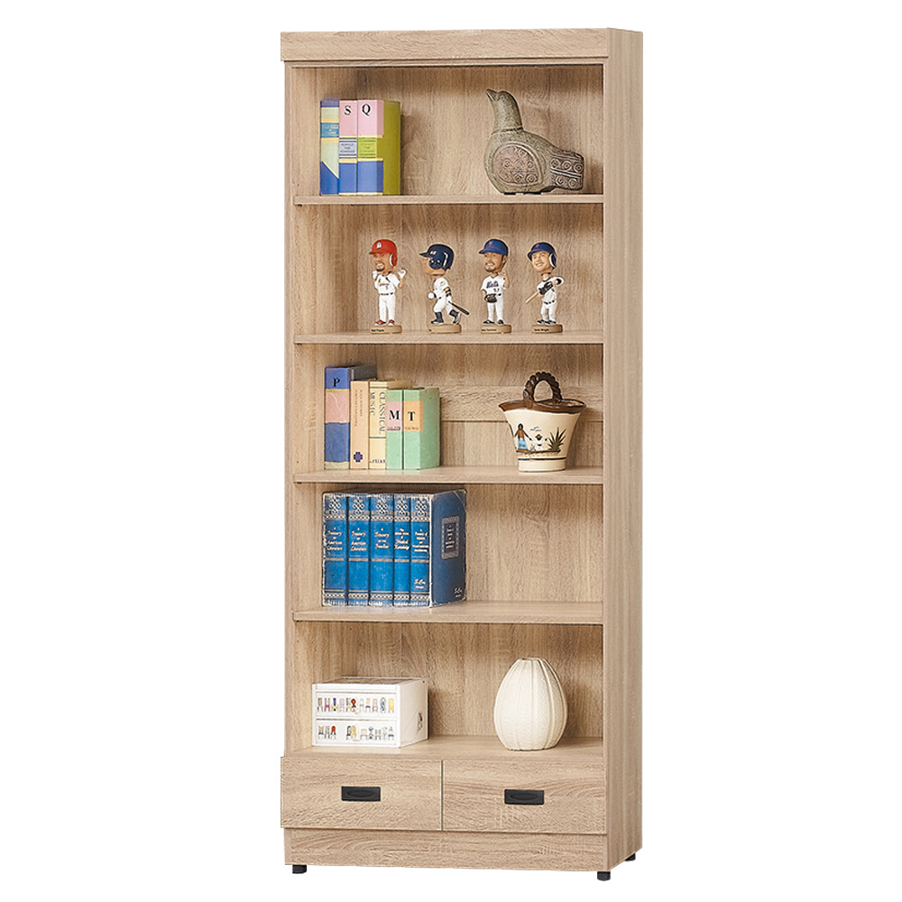 達爾思2.7尺開放式二抽書櫃/收納櫃