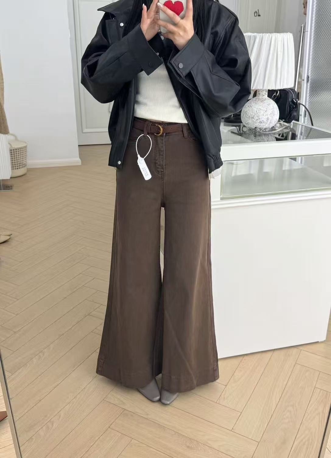 270 秋調美拉德闊腿牛仔褲